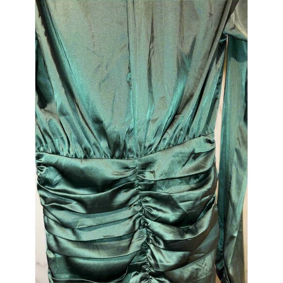 Rare London Emerald Green Ruched Mini Dress - Picture 4 of 4